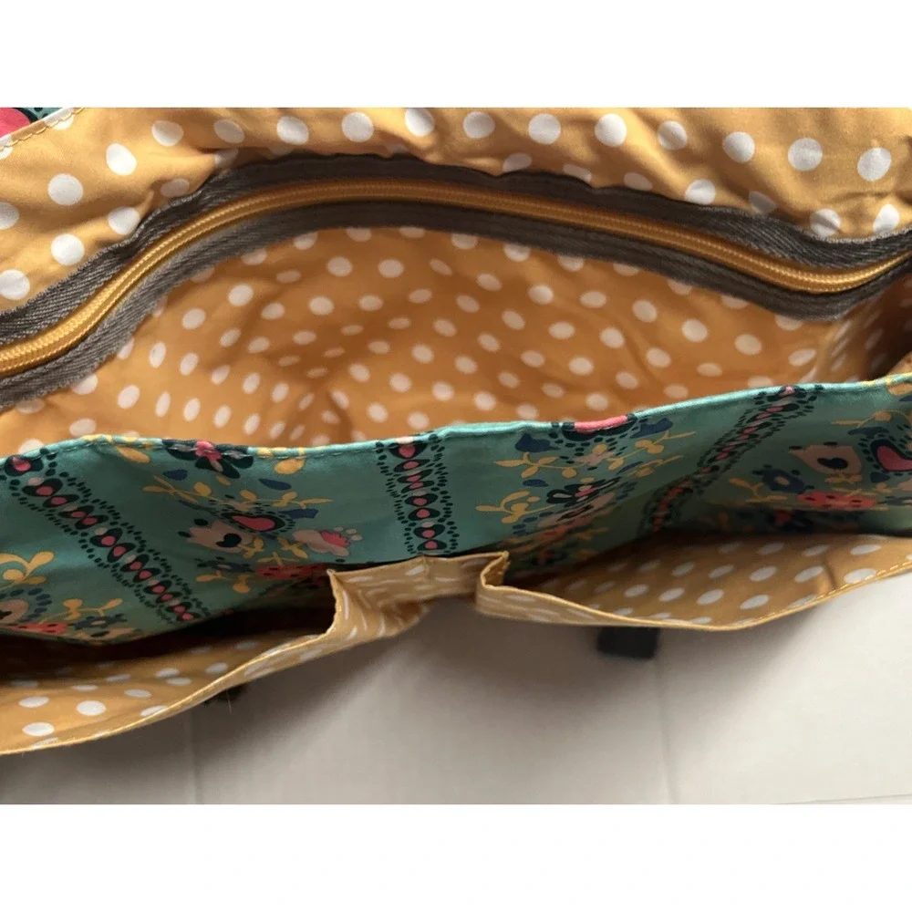Matilda Jane Folklore Messenger Bag Teal Floral Yellow Polka Dot Diaper Tote Bag
